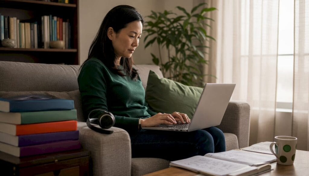 SME employee working on AI customer service setup